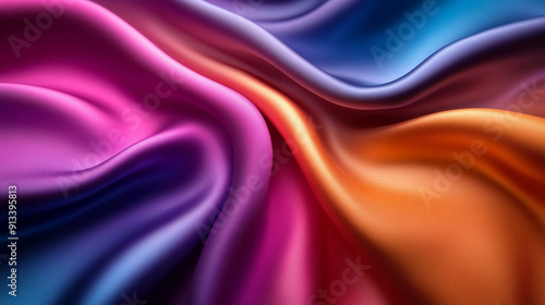 abstract texture featuring a luxurious, colorful fabric. This vibrant background showcases rich, flowing patterns, perfect for conveying opulence, sophistication, and artistic flair