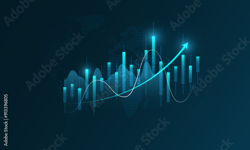 Technology background picture, financial graph, stock market trading data