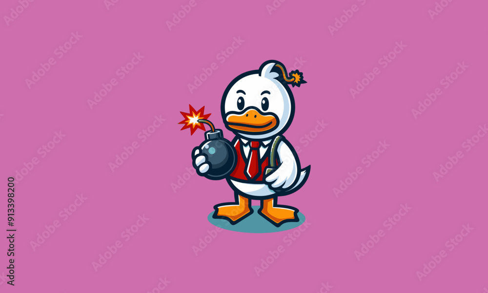 character duck holding bomb vector illustration flat design character duck holding bomb vector illustration flat design