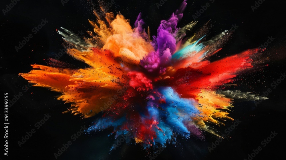 Vibrant color explosion on dark background illustration generated by ai Vibrant color explosion on dark background illustration generated by ai