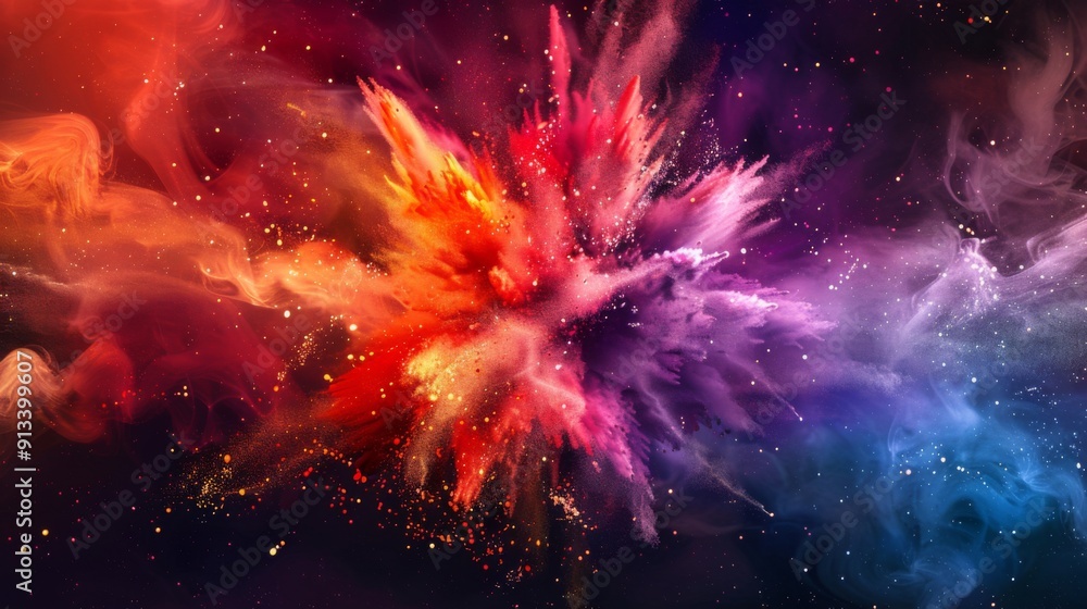 Vibrant color explosion on dark background illustration generated by ai Vibrant color explosion on dark background illustration generated by ai