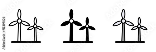 Wind Turbine Icon, Device that converts wind energy into electrical power, essential for renewable energy generation and sustainability.