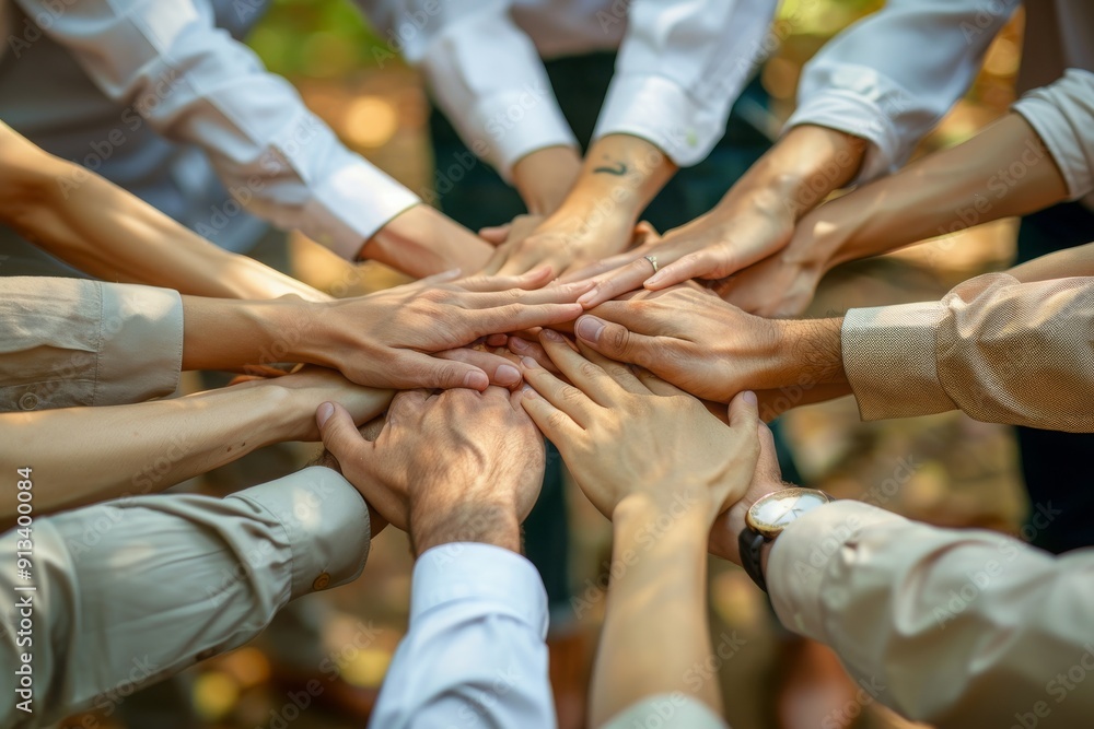 Obraz premium United Hands Symbolizing Teamwork and Collaboration in Business