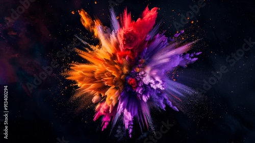 Vibrant color explosion on dark background illustration generated by ai