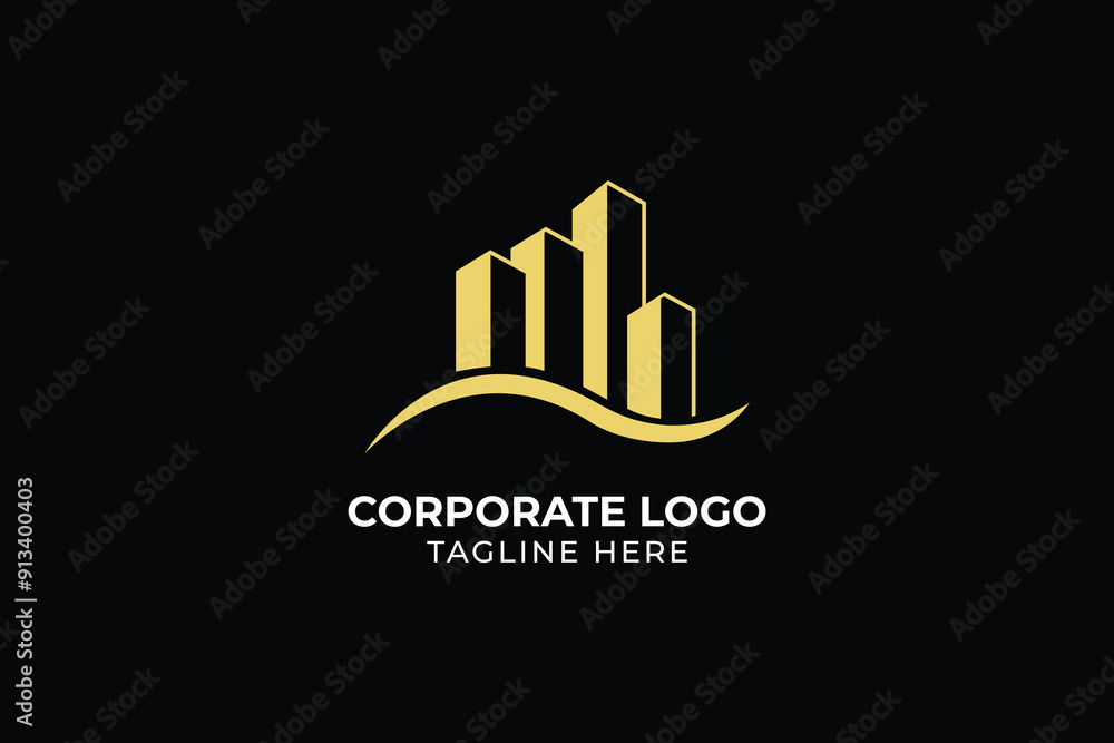 Fototapeta premium City cityscape skyline vector flat modern logo landmarks and building silhouette, Real Estate Logo Construction Skyscrapers design,
