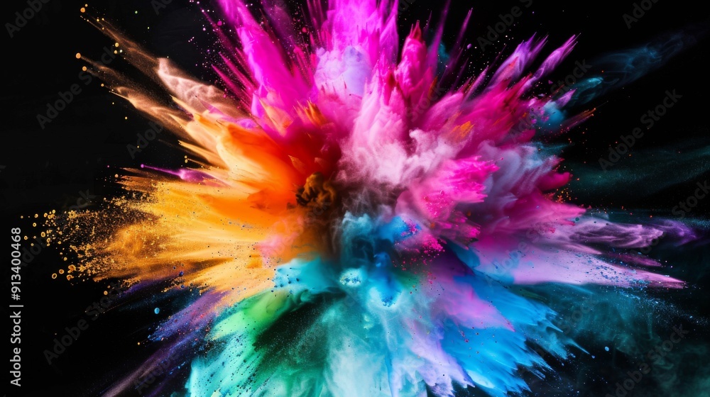 Vibrant color explosion on dark background illustration generated by ai Vibrant color explosion on dark background illustration generated by ai