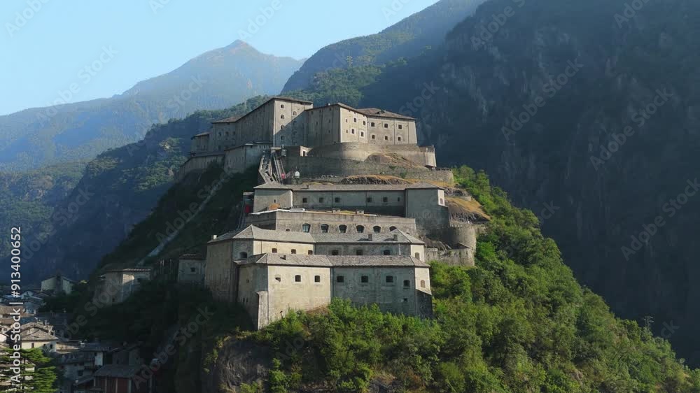 custom made wallpaper toronto digitalHistoric Fort Bard in Aosta Valley surrounded by lush green hills and majestic mountains