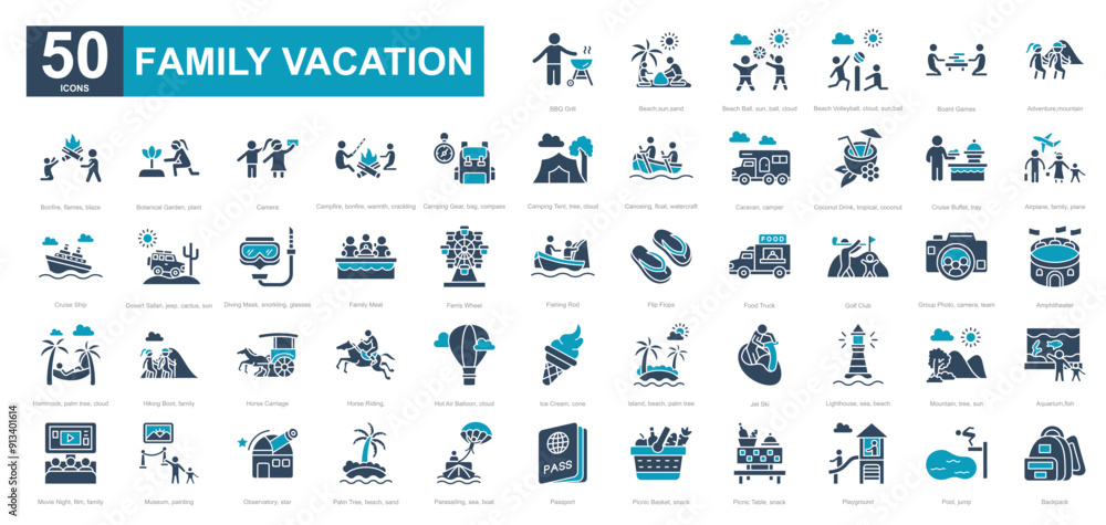 Family vacation iconset Family vacation iconset