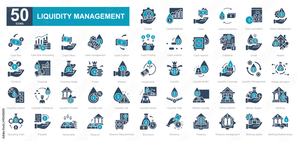 Fototapeta premium Liquidity Management iconset