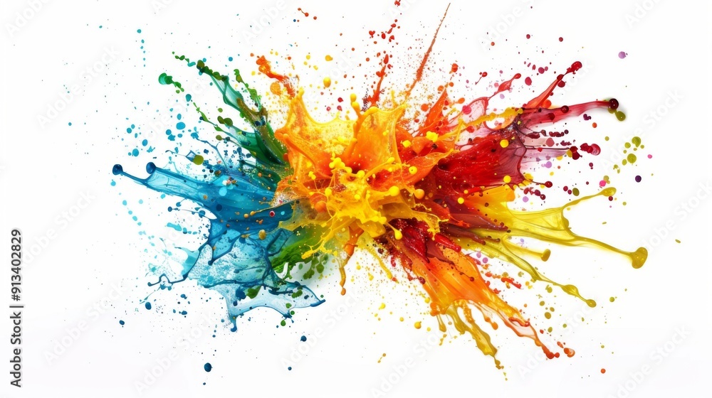 Vibrant color explosion on white background illustration generated by ai Vibrant color explosion on white background illustration generated by ai