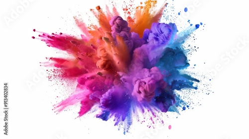 Vibrant color explosion on white background illustration generated by ai