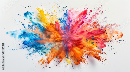 Vibrant color explosion on white background illustration generated by ai