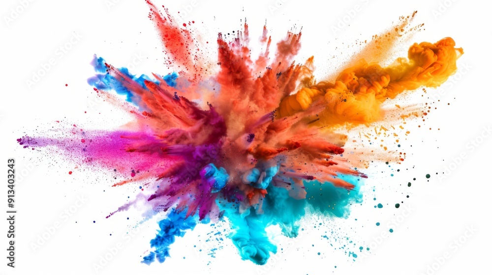 Vibrant color explosion on white background illustration generated by ai Vibrant color explosion on white background illustration generated by ai
