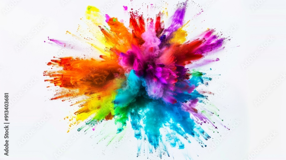 Vibrant color explosion on white background illustration generated by ai Vibrant color explosion on white background illustration generated by ai