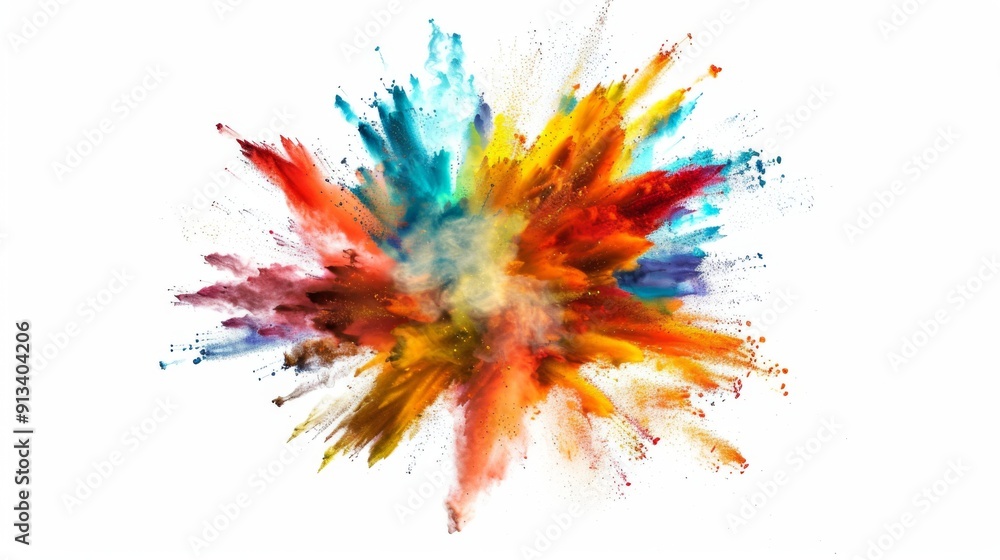 Vibrant color explosion on white background illustration generated by ai Vibrant color explosion on white background illustration generated by ai