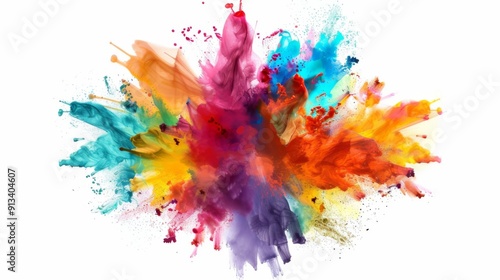 Vibrant color explosion on white background illustration generated by ai