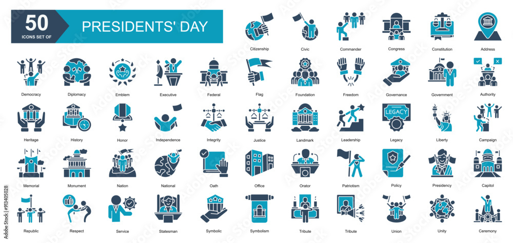 Fototapeta premium Presidents' Day iconset