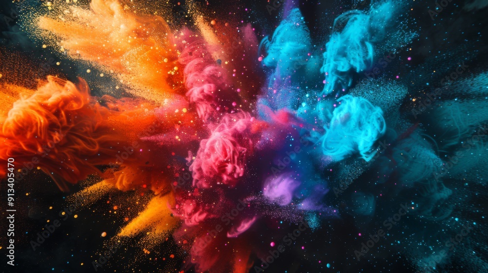 Vibrant color explosion on dark background illustration generated by ai Vibrant color explosion on dark background illustration generated by ai