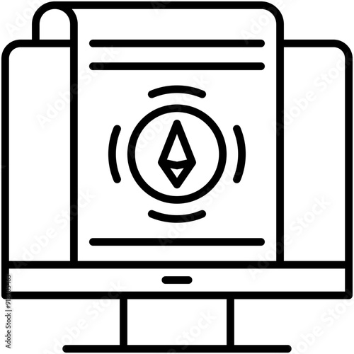 Listing Icon. Coin Market List Pictogram Graphic Illustration. Isolated Simple Line Icon For Infographic, App and Web Button.