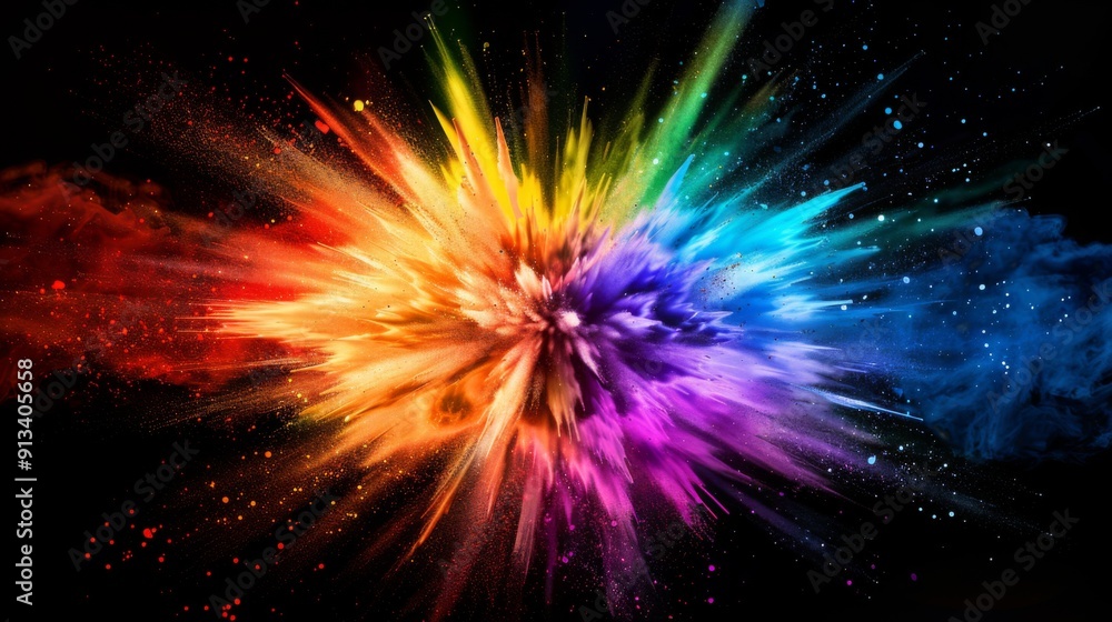 Vibrant color explosion on dark background illustration generated by ai Vibrant color explosion on dark background illustration generated by ai