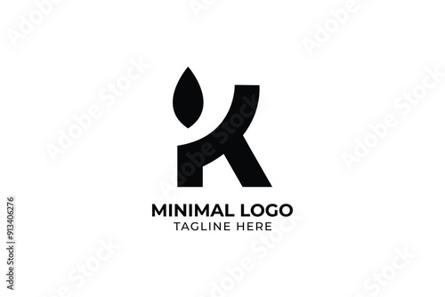modern letter k logo design template, K letter calligraphic Minimal monogram emblem, 
