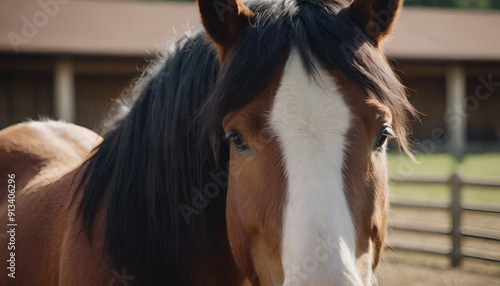 closeup of a clydesdale horse