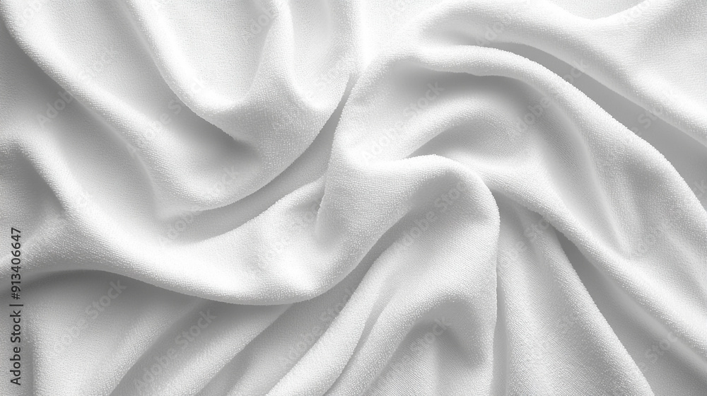 White cotton fabric towel texture with abstract background, showcasing soft, intricate details and a smooth surface. The high-resolution image emphasizes purity, simplicity, and comfort, ideal for des White cotton fabric towel texture with abstract background, showcasing soft, intricate details and a smooth surface. The high-resolution image emphasizes purity, simplicity, and comfort, ideal for des