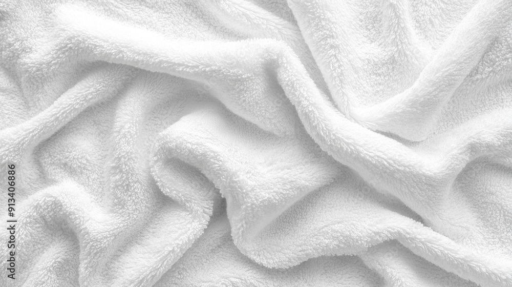White cotton fabric towel texture with abstract background, showcasing soft, intricate details and a smooth surface. The high-resolution image emphasizes purity, simplicity, and comfort, ideal for des White cotton fabric towel texture with abstract background, showcasing soft, intricate details and a smooth surface. The high-resolution image emphasizes purity, simplicity, and comfort, ideal for des