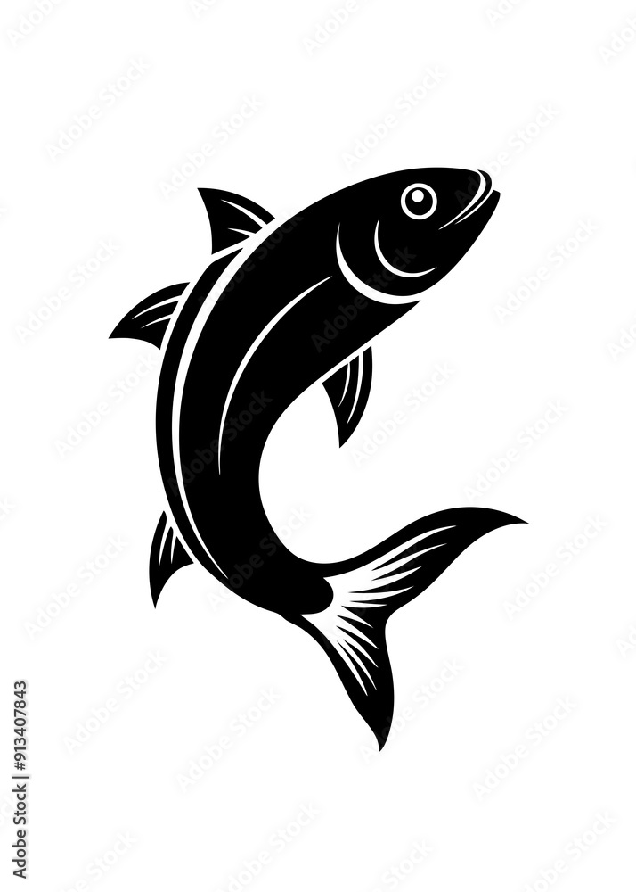 Dynamic fish icon silhouette vector art illustration Dynamic fish icon silhouette vector art illustration