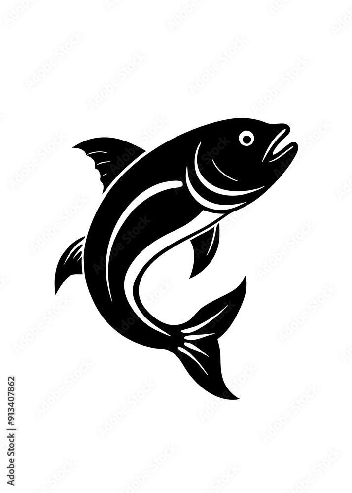 Naklejka premium Dynamic fish icon silhouette vector art illustration
