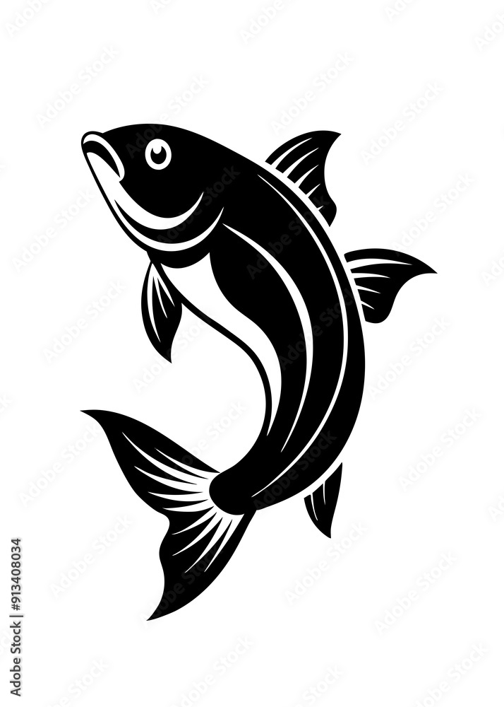 Fototapeta premium Dynamic fish icon silhouette vector art illustration