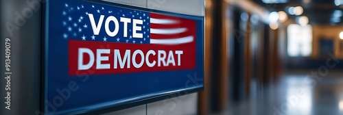 “VOTE DEMOCRAT” sign - red white and blue - election - party - campaign 