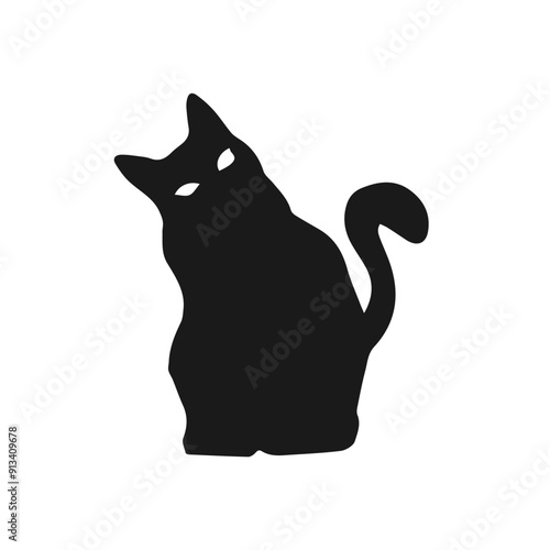 Silhouette of a cat in its behavior