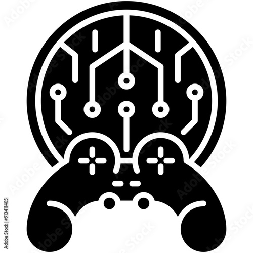 Gamefi Icon. Blockchain Money Game Pictogram Graphic Illustration. Isolated Simple Solid Icon For Infographic, App and Web Button.