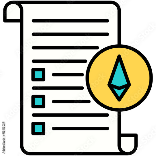 Listing Icon. Coin Market List Pictogram Graphic Illustration. Isolated Simple Filled Line Icon For Infographic, App and Web Button.