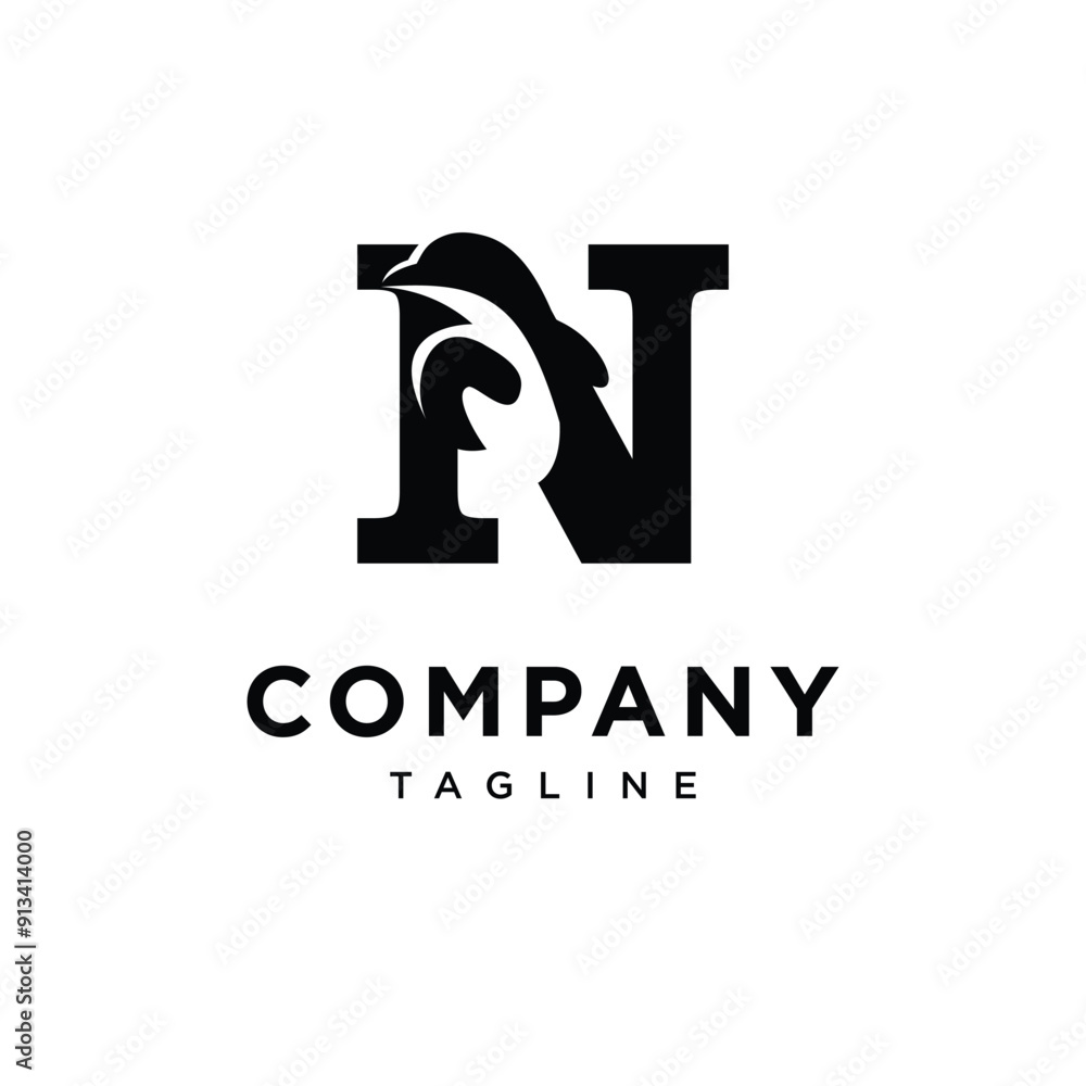Fototapeta premium Letter N Penguin Logo Icon Vector