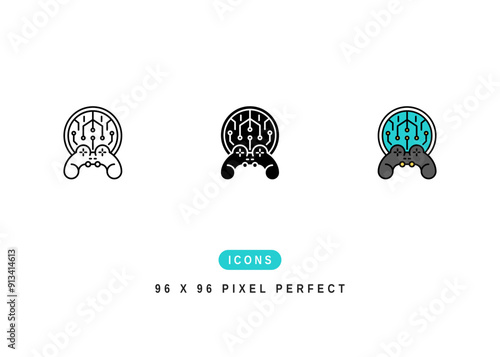 Gamefi Icon. Blockchain Money Game Pictogram Graphic Illustration. Isolated Simple Line Icon For Infographic, App and Web Button.