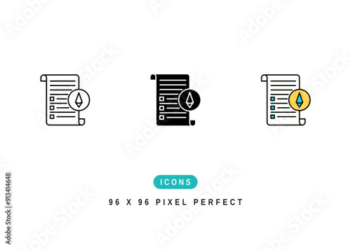 Listing Icon. Coin Market List Pictogram Graphic Illustration. Isolated Simple Line Icon For Infographic, App and Web Button.