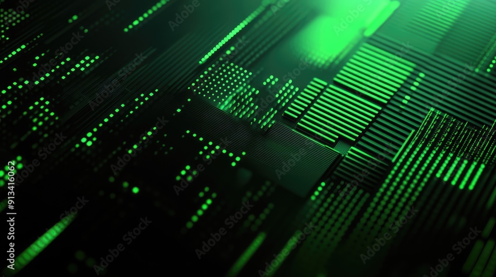Green and black tech background with abstract shapes, providing a sleek and modern look with space for text. Green and black tech background with abstract shapes, providing a sleek and modern look with space for text.