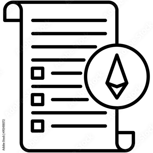 Listing Icon. Coin Market List Pictogram Graphic Illustration. Isolated Simple Line Icon For Infographic, App and Web Button.