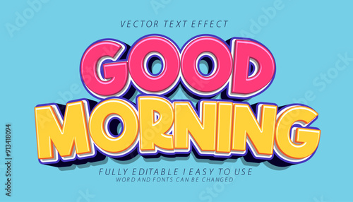 3d editable good morning text effect graphic style template
