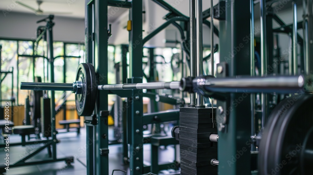 Fototapeta premium Smith Machine in a Gym Setting