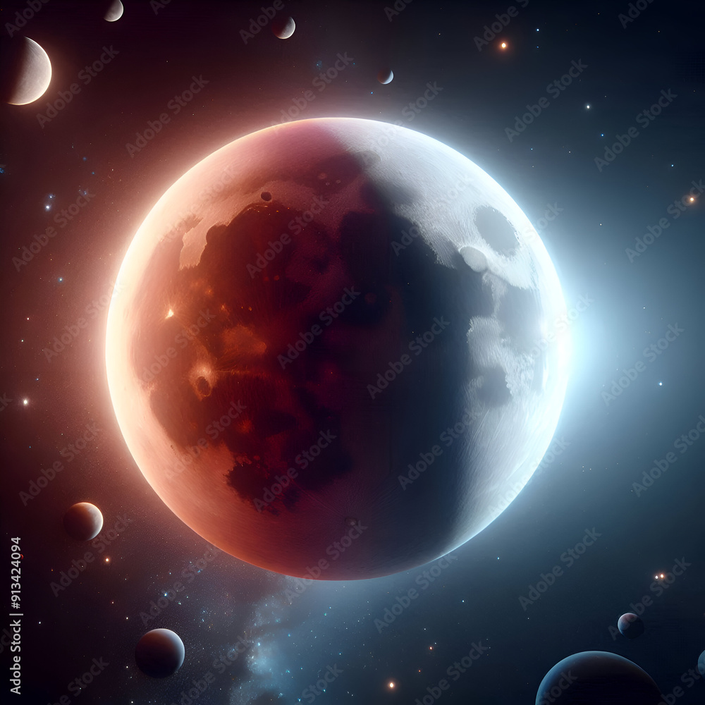 Fototapeta premium planet in space, moon, eclipse, generative AI, planeta no espaço, lua, eclipse, ia generativa,
