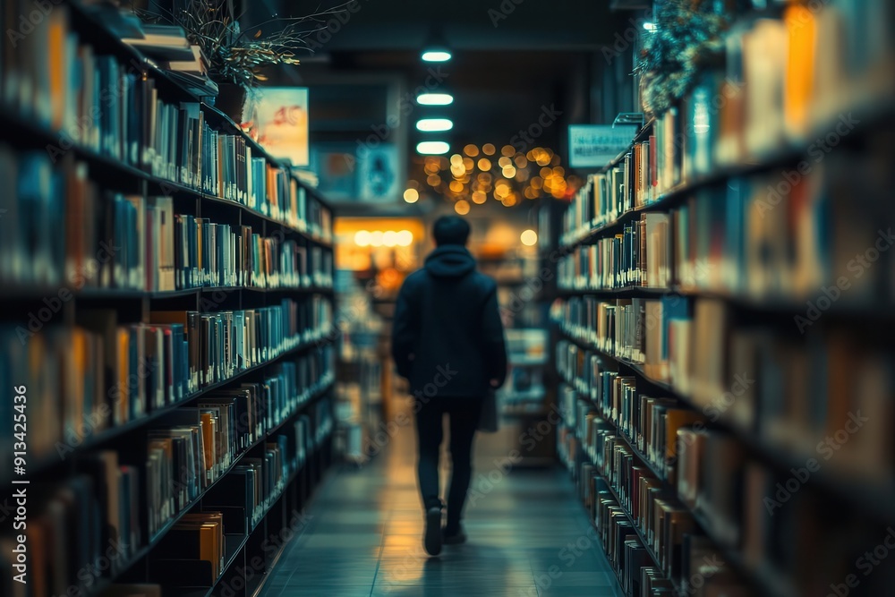dreamy outoffocus library interior bathed in soft warm light rows of blurred bookshelves create a serene atmosphere with indistinct figures browsing quietly dreamy outoffocus library interior bathed in soft warm light rows of blurred bookshelves create a serene atmosphere with indistinct figures browsing quietly
