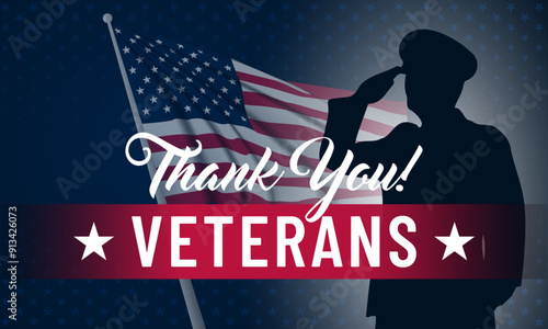 Thank you veterans, November 11, honoring all who served, American flags background vector illustration 