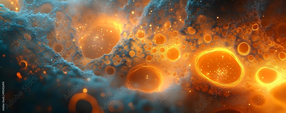 Abstract 3D Background with Glowing Orange and Blue Circles Abstract 3D Background with Glowing Orange and Blue Circles