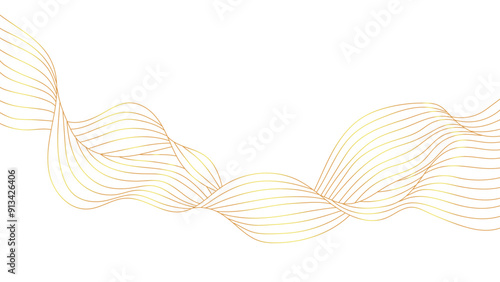 Abstract background, golden wavy line art on white background