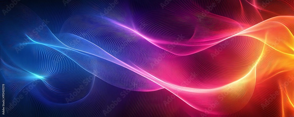 Abstract Background of Wavy Lines in Blue, Pink, and Yellow Hues Abstract Background of Wavy Lines in Blue, Pink, and Yellow Hues