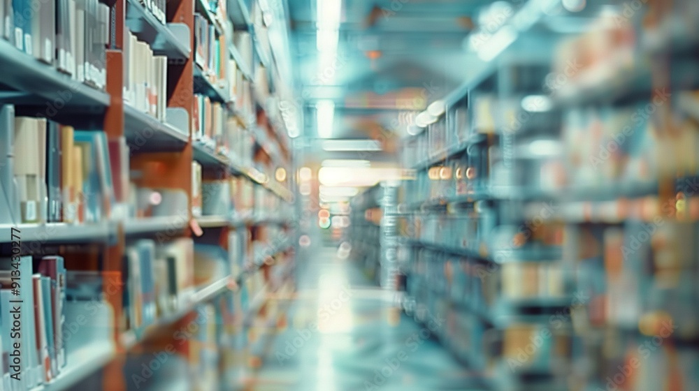 Blurred Bookshelf Rows in a Library or Bookstore Blurred Bookshelf Rows in a Library or Bookstore