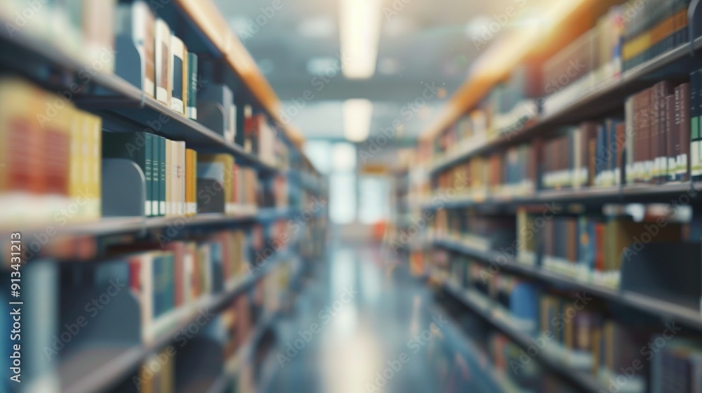 Blurred Bookshelves in a Library or Bookstore Blurred Bookshelves in a Library or Bookstore
